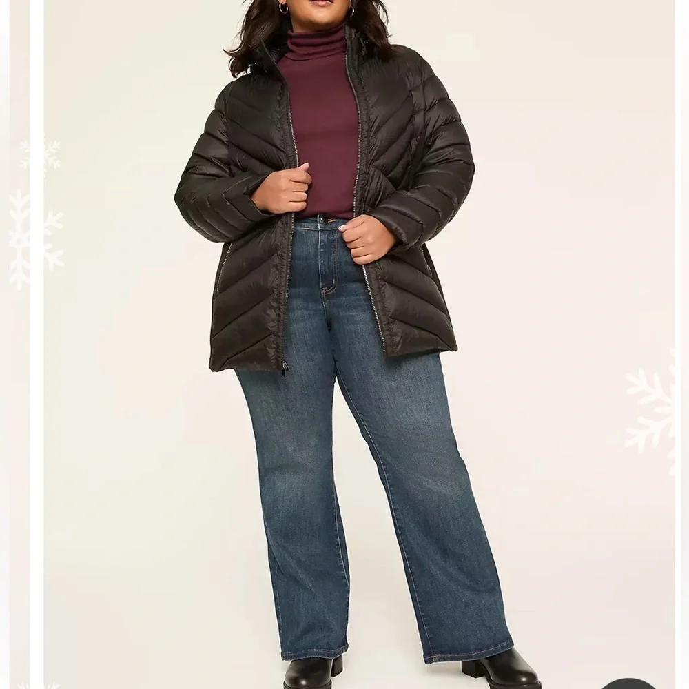 Lane Bryant Black Puffer Coat with Hood and pair of Spyder Gloves - Picture 4 of 15